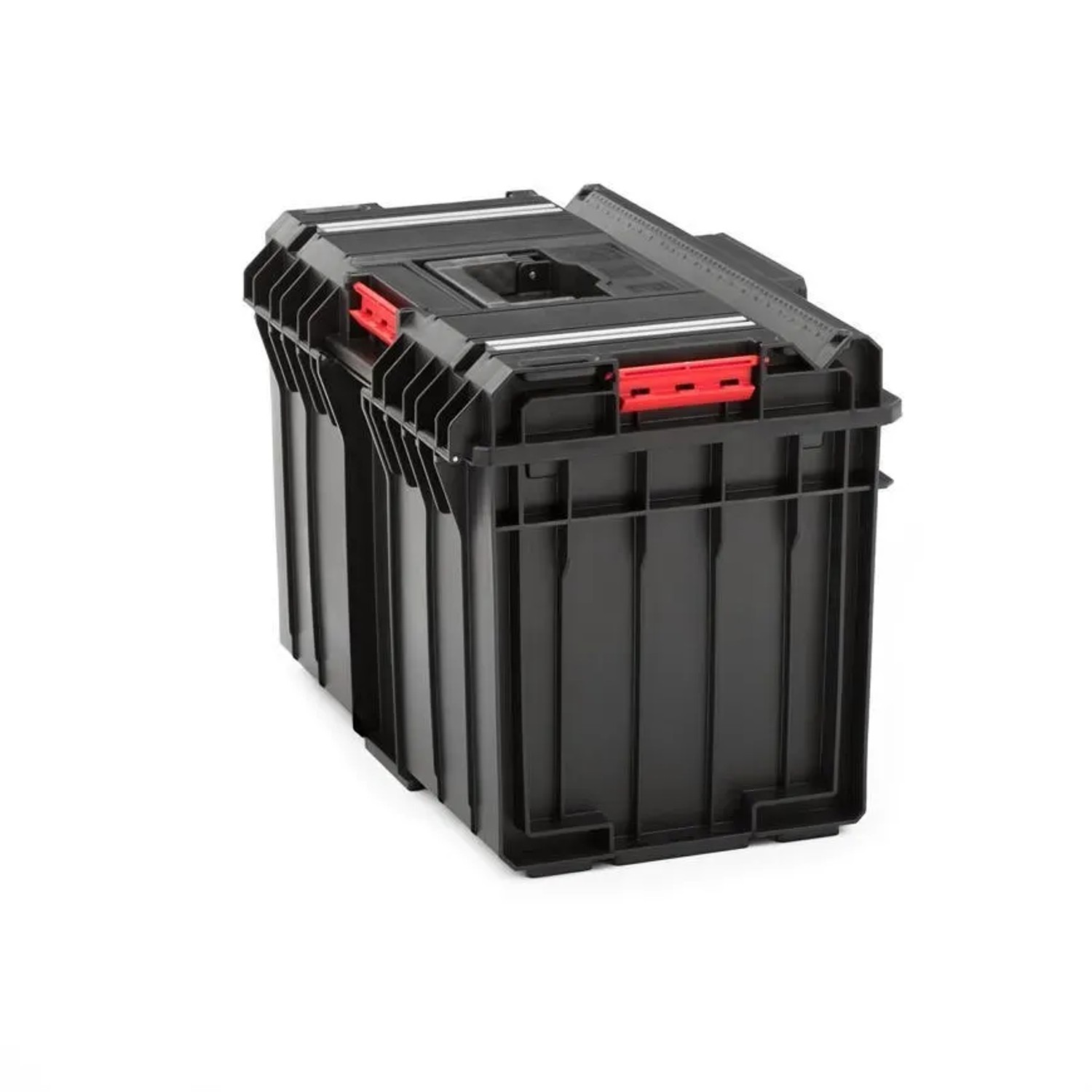Schwarzer PROREGAL QBRICK Werkzeugkasten One mit Aluschienen, 52 Liter, bis 120 kg Traglast.