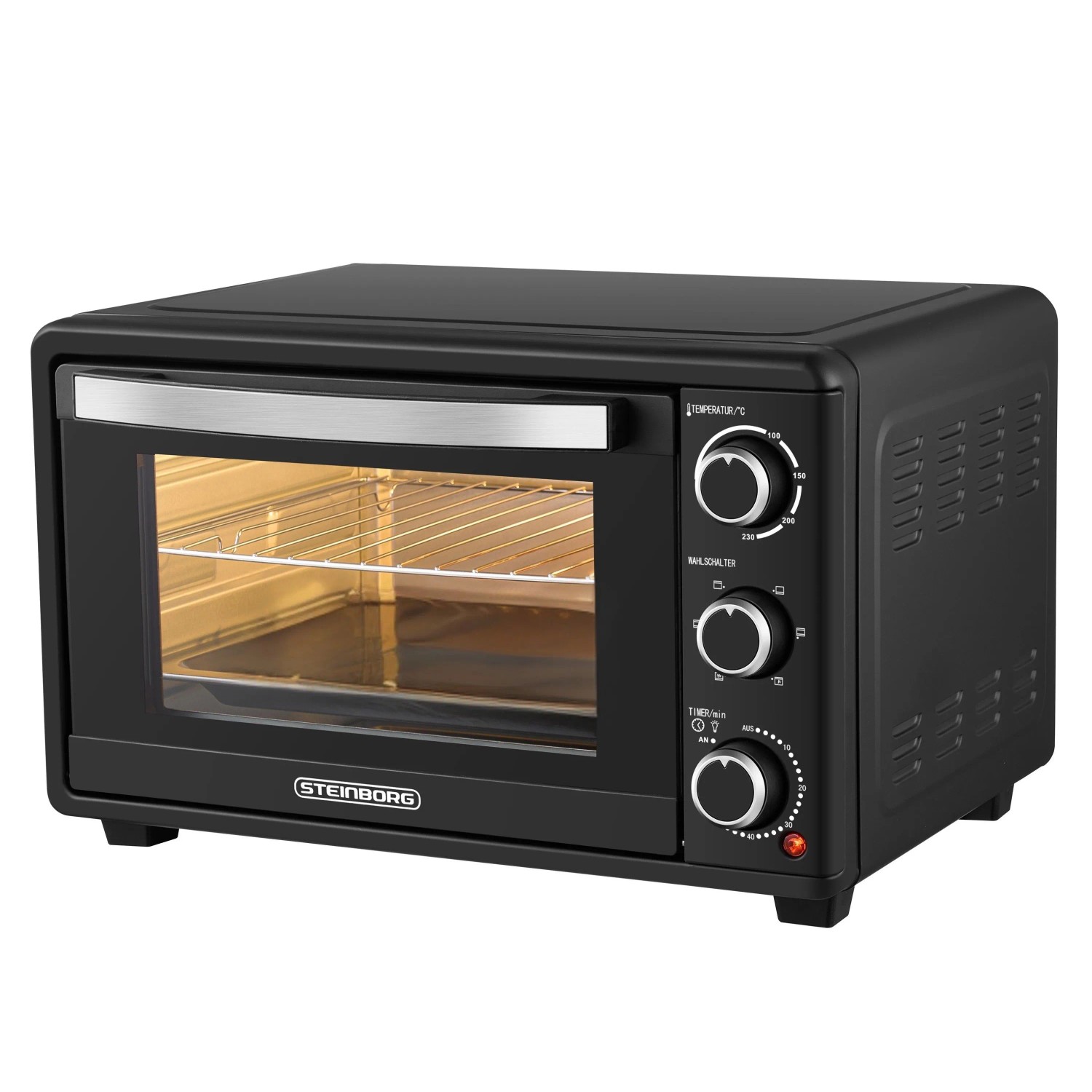 Steinborg SB-3018 Minibackofen mit Umluft 25 Liter 1500 Watt Schwarz günstig online kaufen