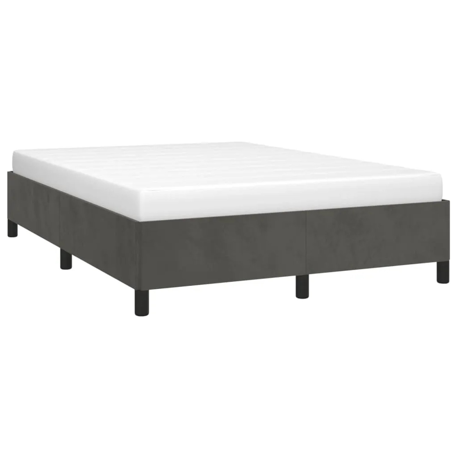 Dunkelgraues Samt Bettgestell 140x190 cm mit Lattenrost, ohne Matratze.