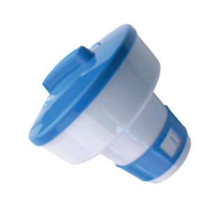 Summer Fun Schwimmdosierer für Wasserpflegemittel, blau-weiß, zur Dosierung von Poolchemie.