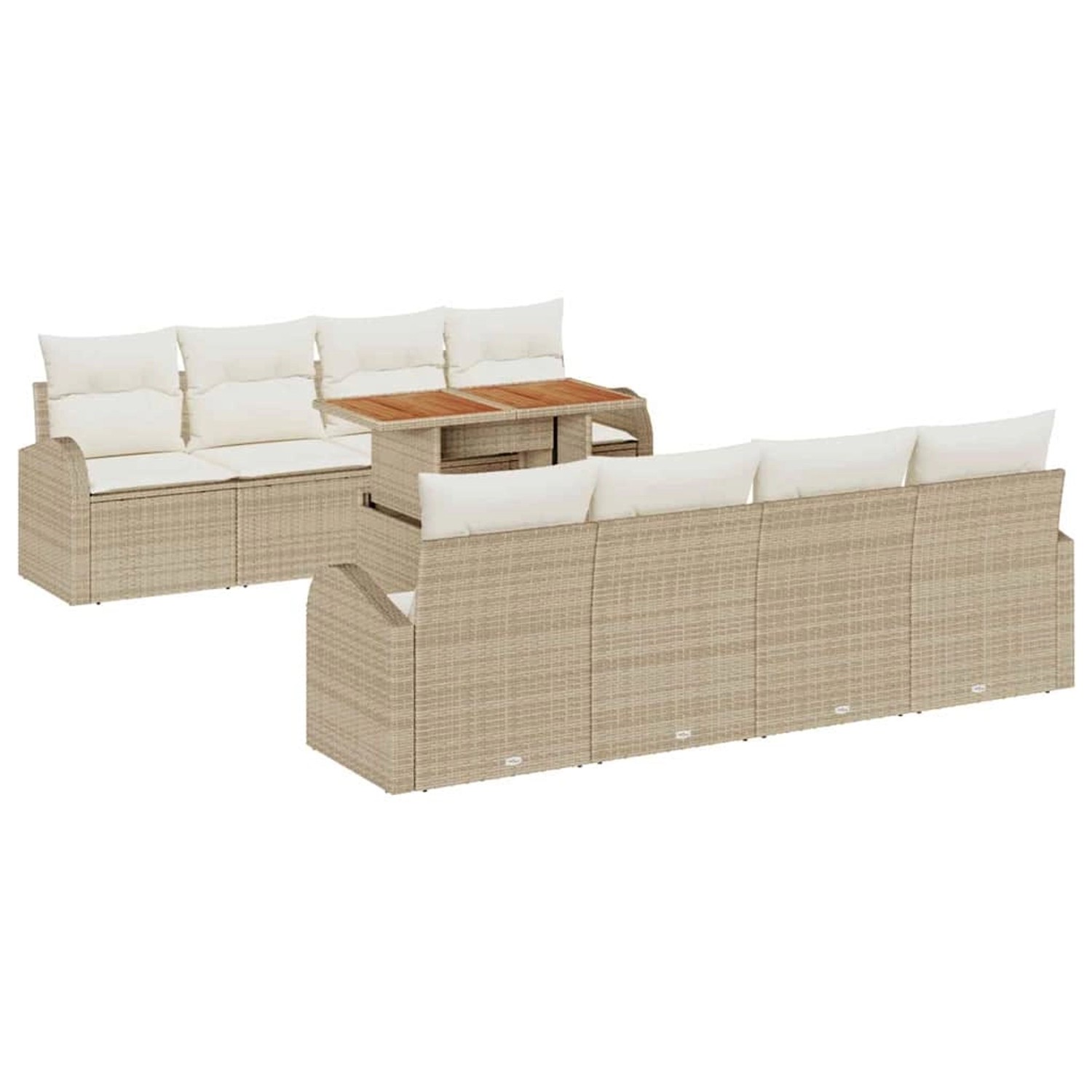 vidaXL Garten-Sofa-Set mit Speicher 9-Tlg Beige Poly Rattan 3358297 günstig online kaufen