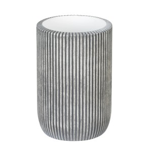 Schöner Wohnen Zahnputzbecher Antella mit geriffelter, grauer Oberfläche.