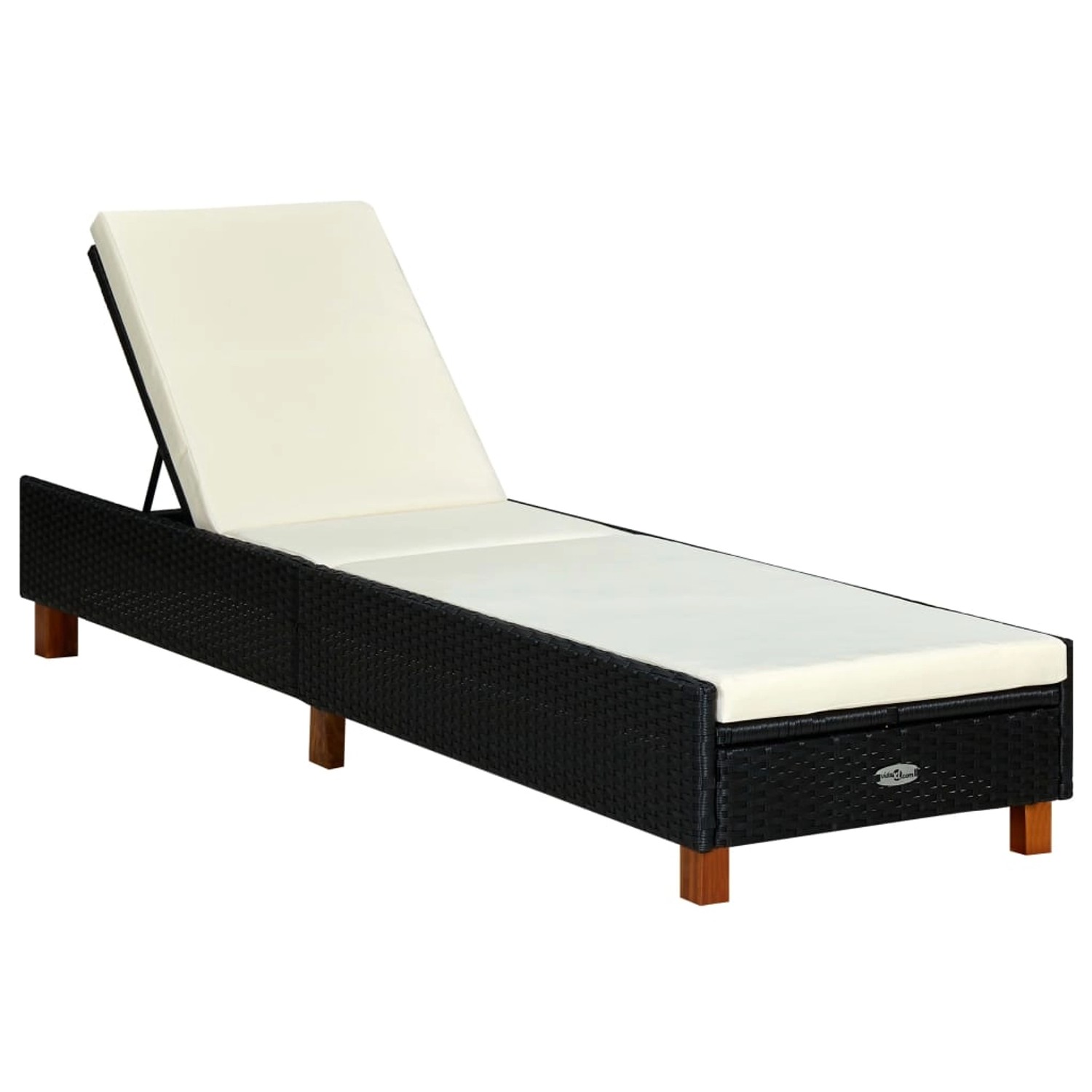 vidaXL Sonnenliege mit Auflage Poly Rattan Schwarz 310474