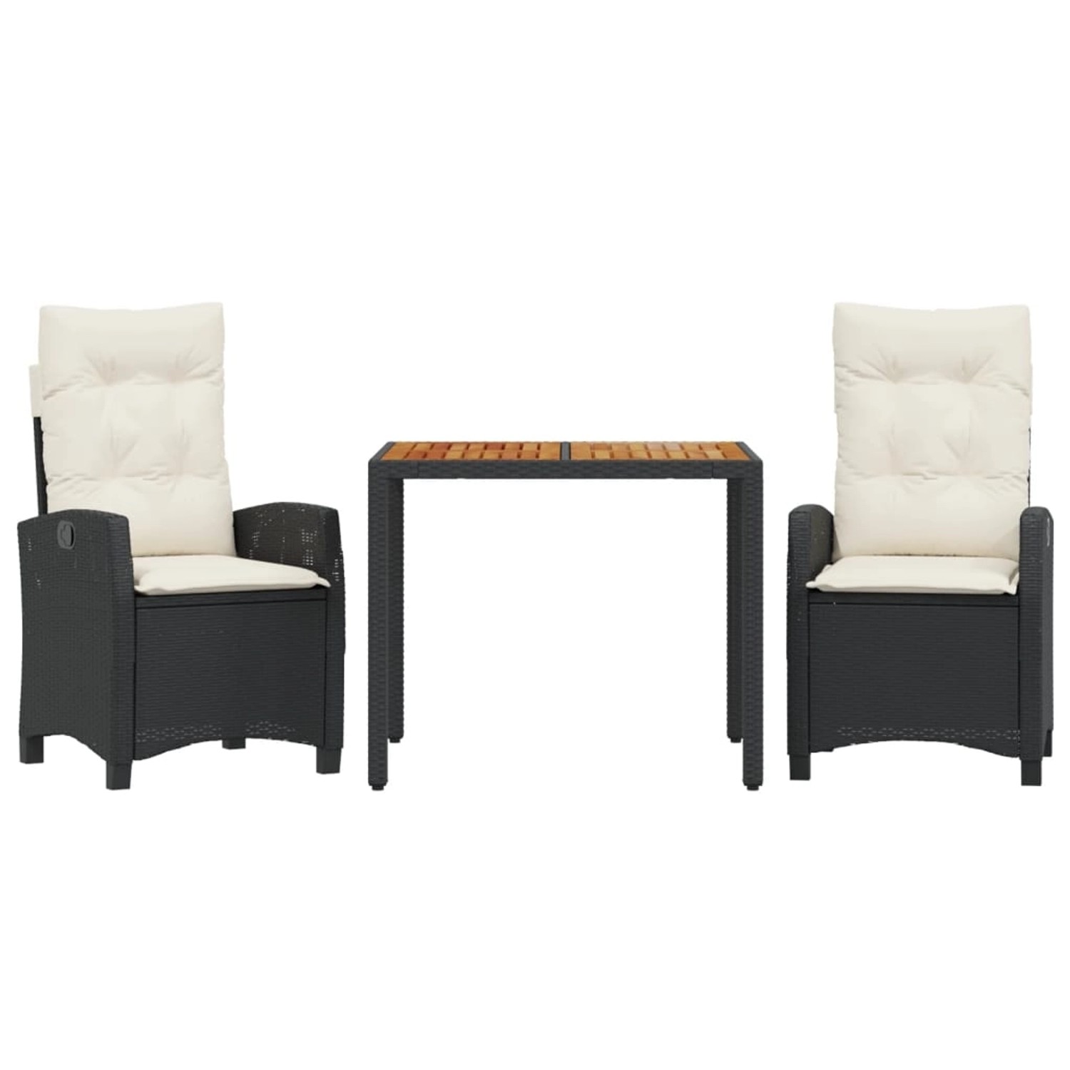 vidaXL 3-Tlg Garten-Essgruppe mit Kissen Schwarz Poly Rattan 3212653 günstig online kaufen
