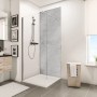 Schulte ExpressPlus Duschrückwand DecoDesign Stein Grau Hell, 210x100cm im Badezimmer.
