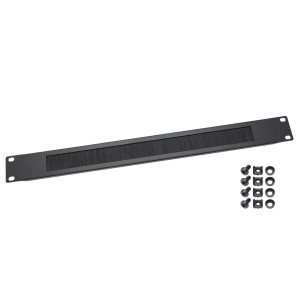 HMF 66489 Kabeldurchführung mit Bürsteneinsatz für Serverschrank 19 Zoll 1 HE Schwarz