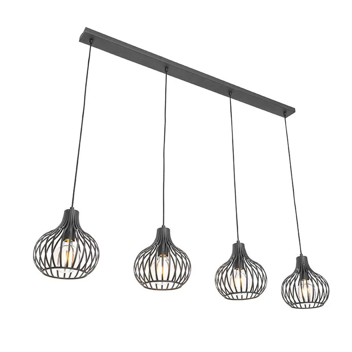 QAZQA Moderne Hängelampe Schwarz 4 Licht Sapphira