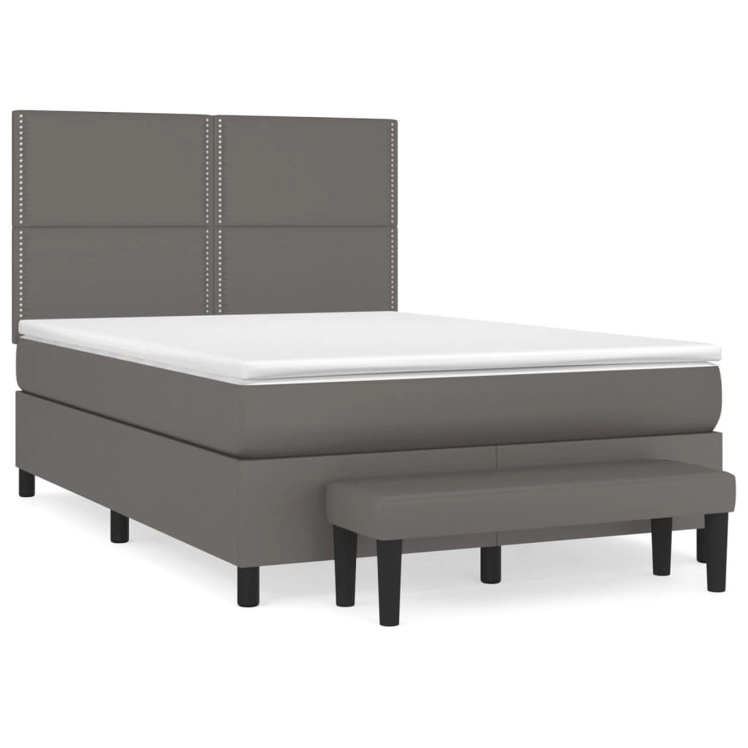 vidaXL Boxspringbett mit Matratze Grau 140x200 cm Kunstleder1469672 günstig online kaufen