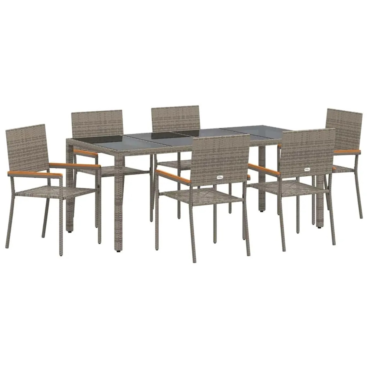 vidaXL Garten Essgruppe 7-Tlg Grau Poly-Rattan 3365397 günstig online kaufen