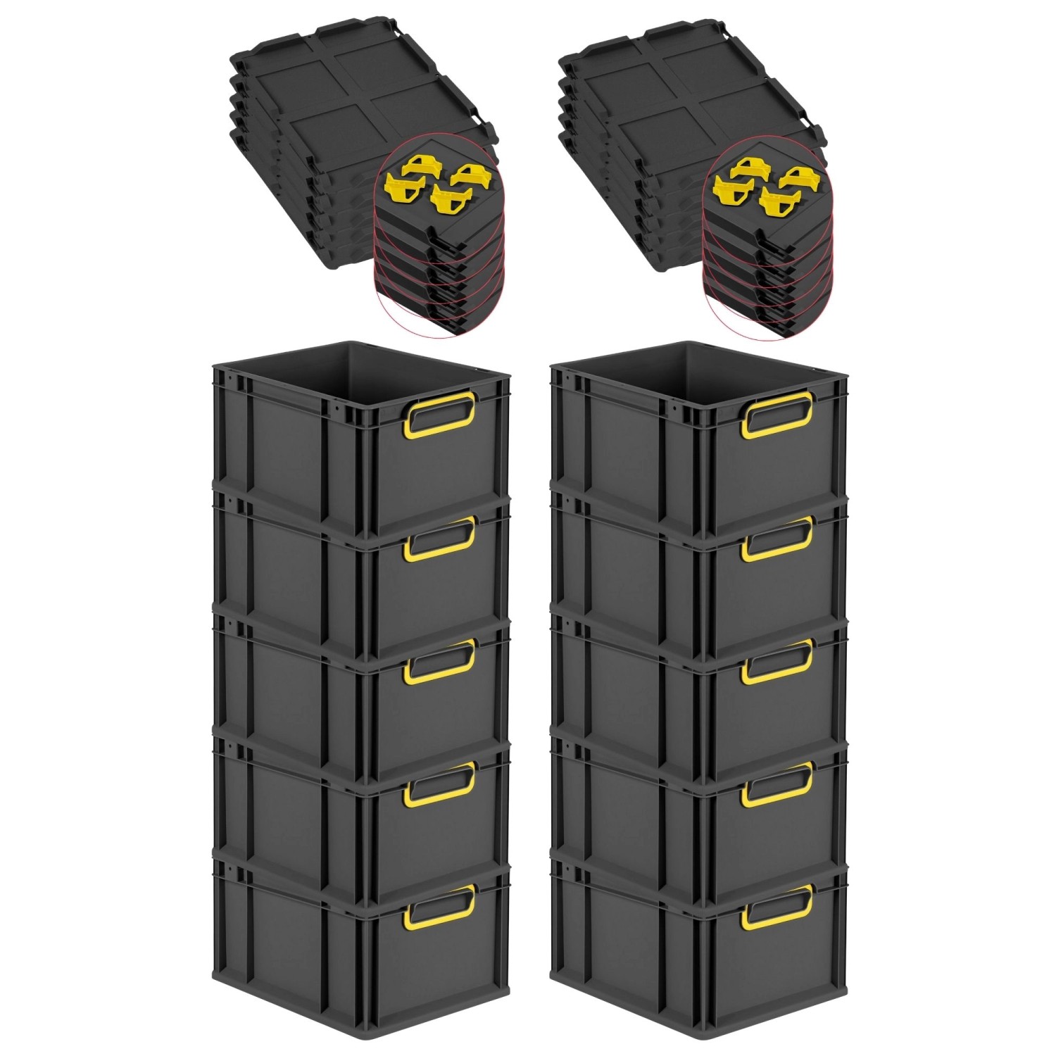 PROREGAL SparSet 10x Eurobox Nextgen Color Mit Auflagedeckel HxBxT 22x30x40 günstig online kaufen