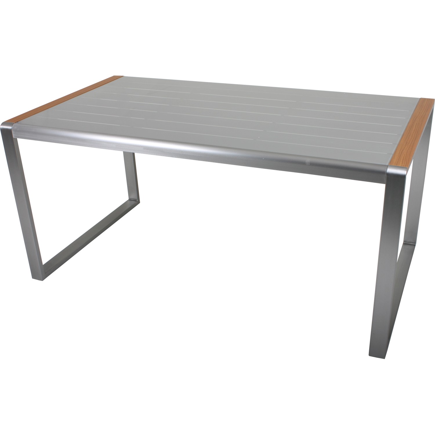 Rechteckiger, silberner Garden Pleasure Gartentisch AVA (90x160 cm) mit Aluminiumgestell.