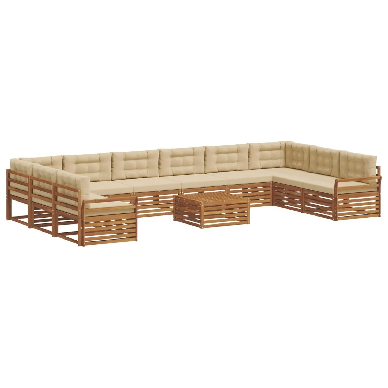 vidaXL Sofagarnituren 11 Tlg Natur und Beige Massivholz Akazie 3374253