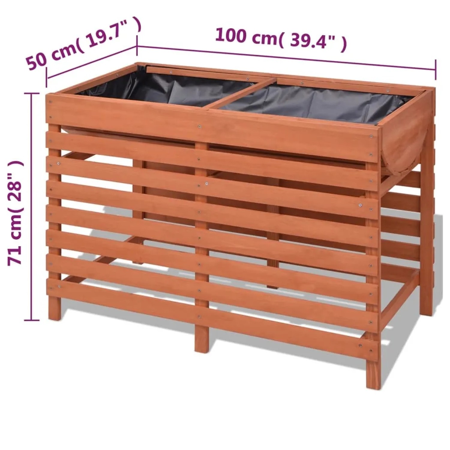 Brauner vidaXL Blumenkasten (100x50x71 cm) aus Holz für Garten, Balkon oder Terrasse.