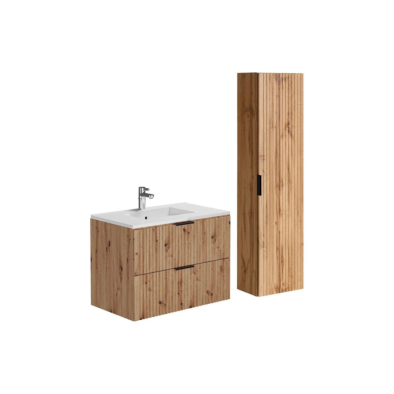 Vente-unique Badmöbel-Set Zevara Naturfarben Hell 80 cm
