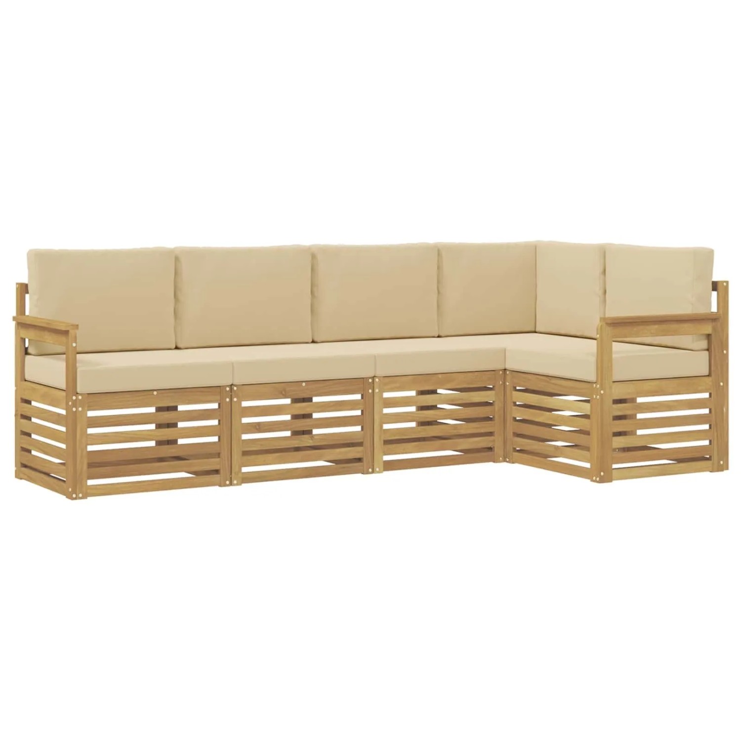 vidaXL Outdoor-Sofagarnitur 5-Tlg Weiß und Beige 247 x 128,5 x 73 cm 3391823