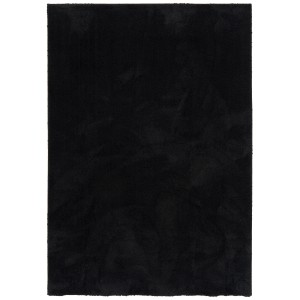 Schwarzer Pergamon Hochflor Teppich Silky, 80x150cm, super soft und luxuriös.