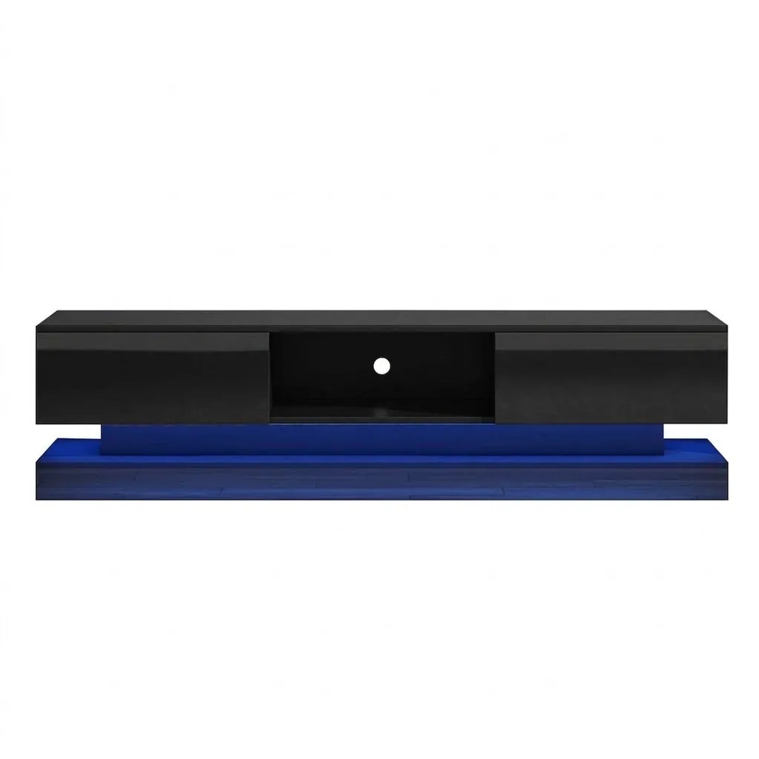 Merax TV Lowboard 160x35x40 cm LED Hochglanz Für 60 Zoll TV Schwarz