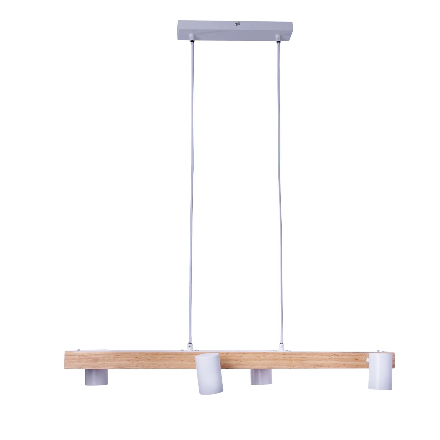 Näve Pendelleuchte Frida, 4er-Set, weißes Metall und Holz, ideal für Esstischbeleuchtung.