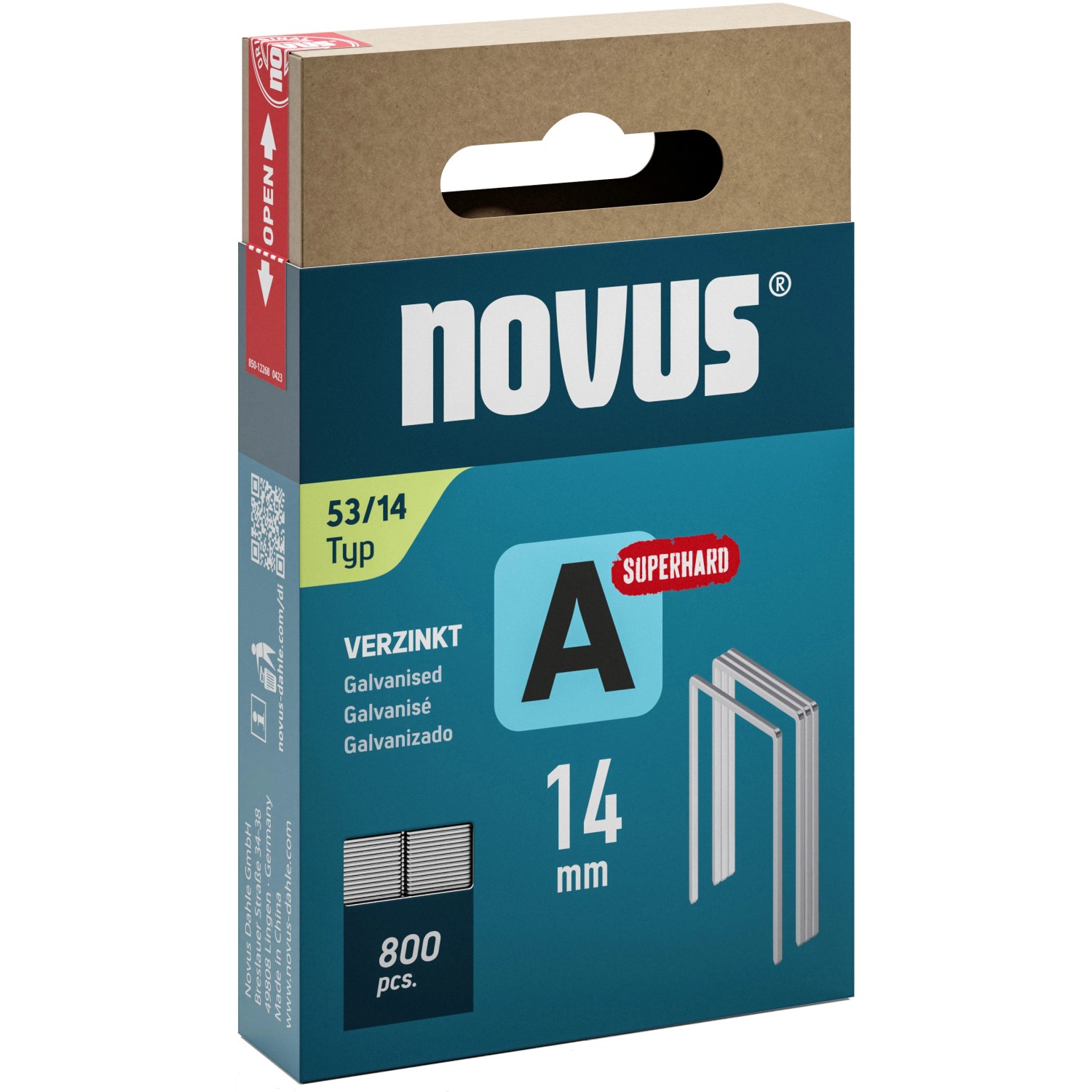 Novus Feindrahtklammern Superhart A 53 Länge 14 mm 800 Stück
