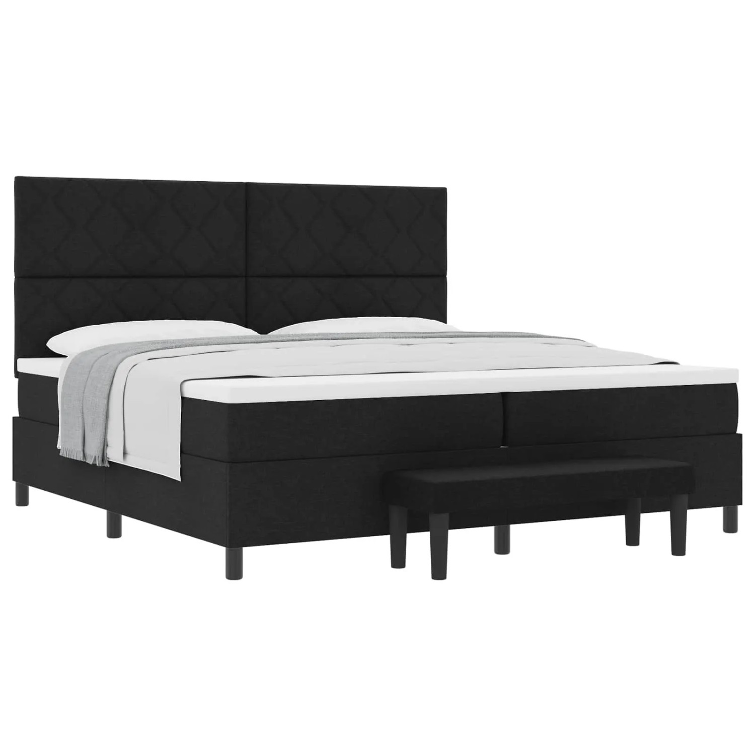 vidaXL Boxspringbett mit Matratze Schwarz 200 x 200 cm Stoff 3344172