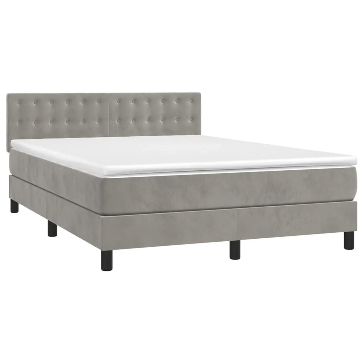 vidaXL Boxspringbett mit Matratze Hellgrau 140x200 cm Samt 3141545 günstig online kaufen