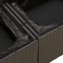 Schwarze vidaXL Garten-Sofagarnitur aus Rattan mit Kissen und Stauraum.