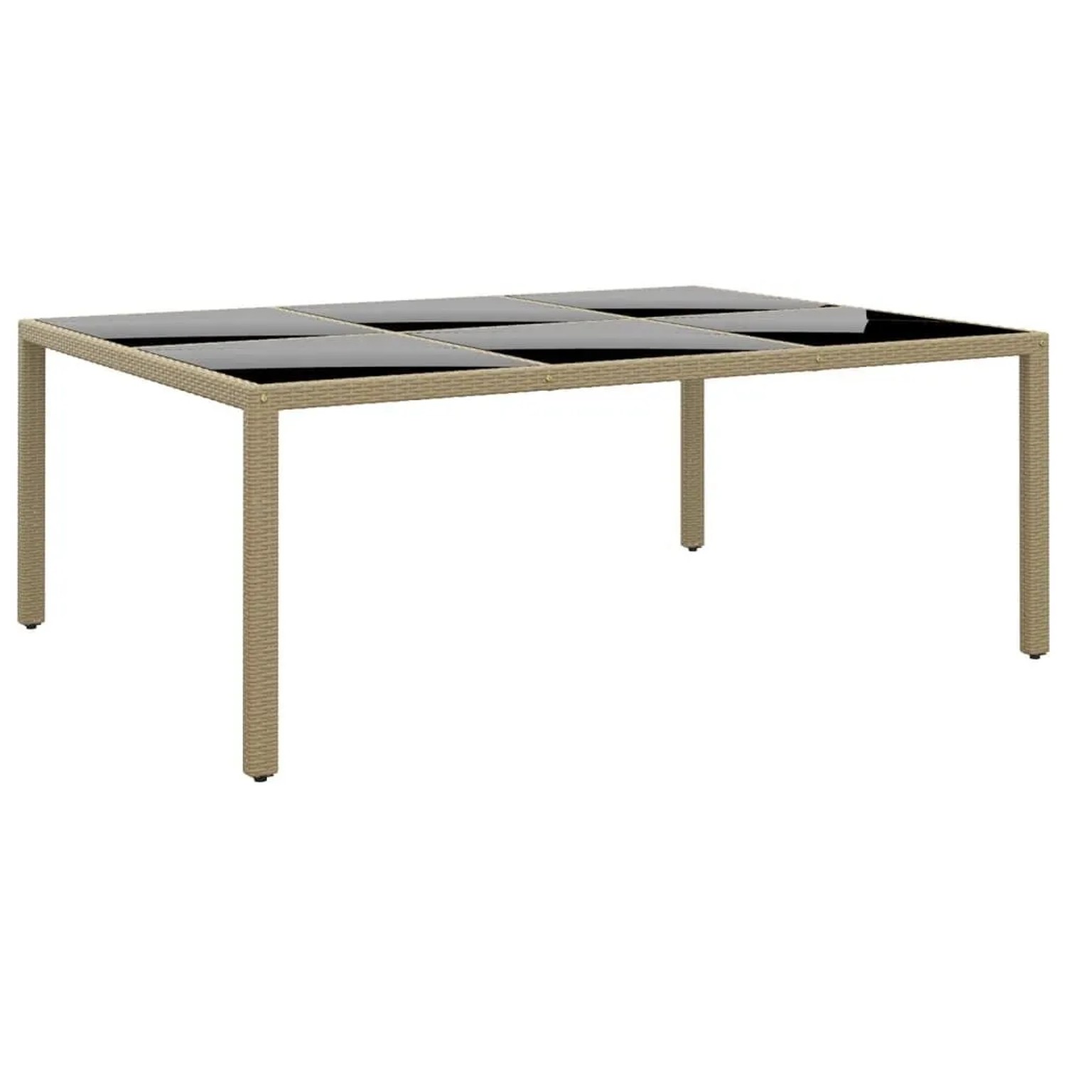 Furnicato Gartentisch 200x150x75 Cm Hartglas Und Poly Rattan Beige