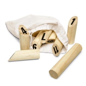 Toyfel Tölky Wurfspiel aus Holz mit Zahlen und Stoffbeutel. Outdoor Spiel für 2-6 Spieler.