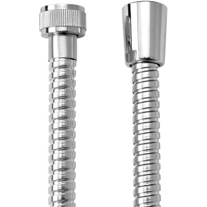 AquaSu Basic Brauseschlauch 150cm, Chrom, Detailansicht der Anschlüsse.