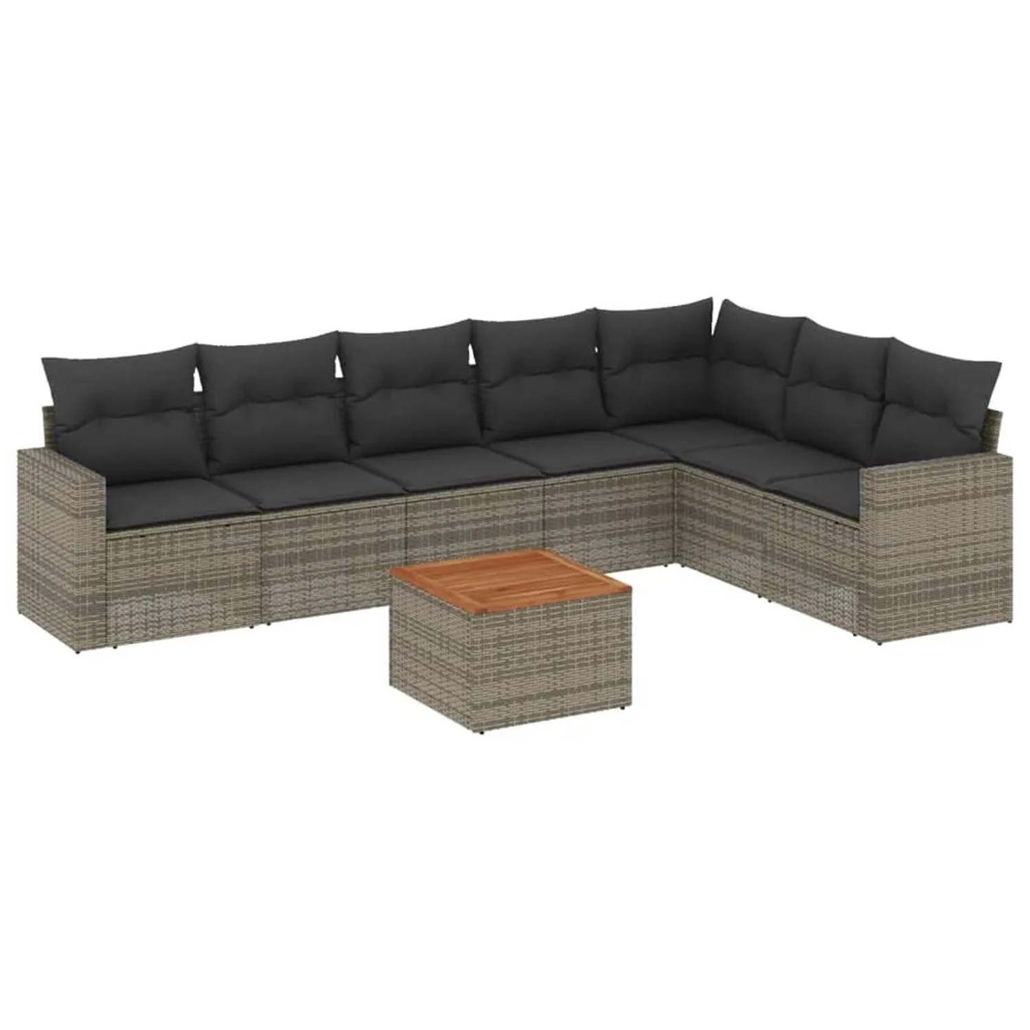 vidaXL 8-Tlg Garten-Sofagarnitur mit Kissen Grau Poly Rattan 3256487
