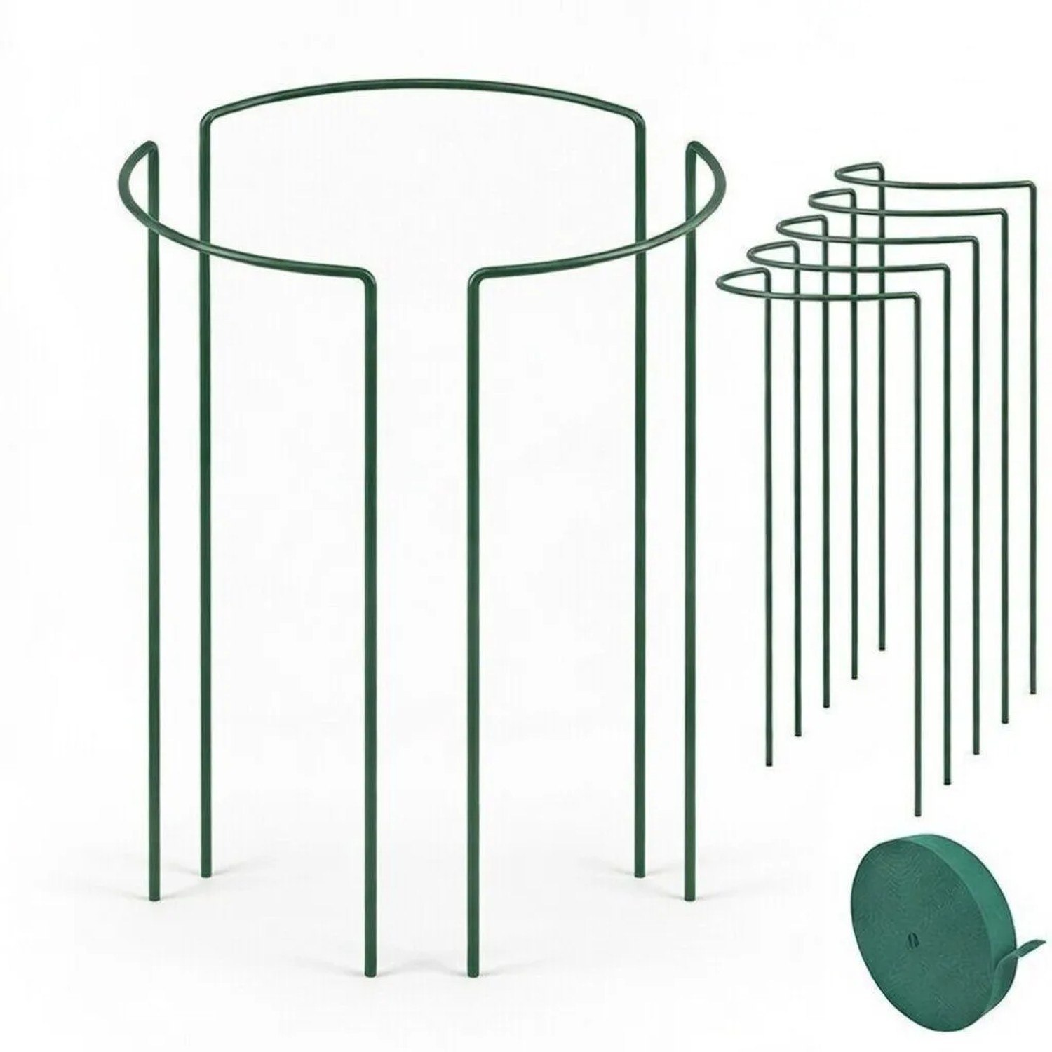 TTL GARDEN Strauchstütze 140x40cm 5er Set Inkl. 10m Klettband Pflanzenhalter Für Sträucher Stauden Rosen Rankhilfe Metall