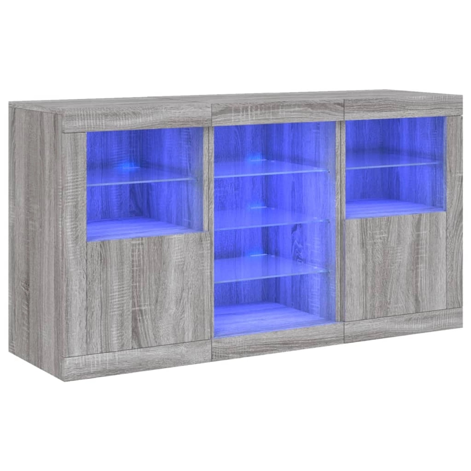 vidaXL Sideboard mit LED-Leuchten Grau Sonoma 123x37x67 cm 3209084 günstig online kaufen