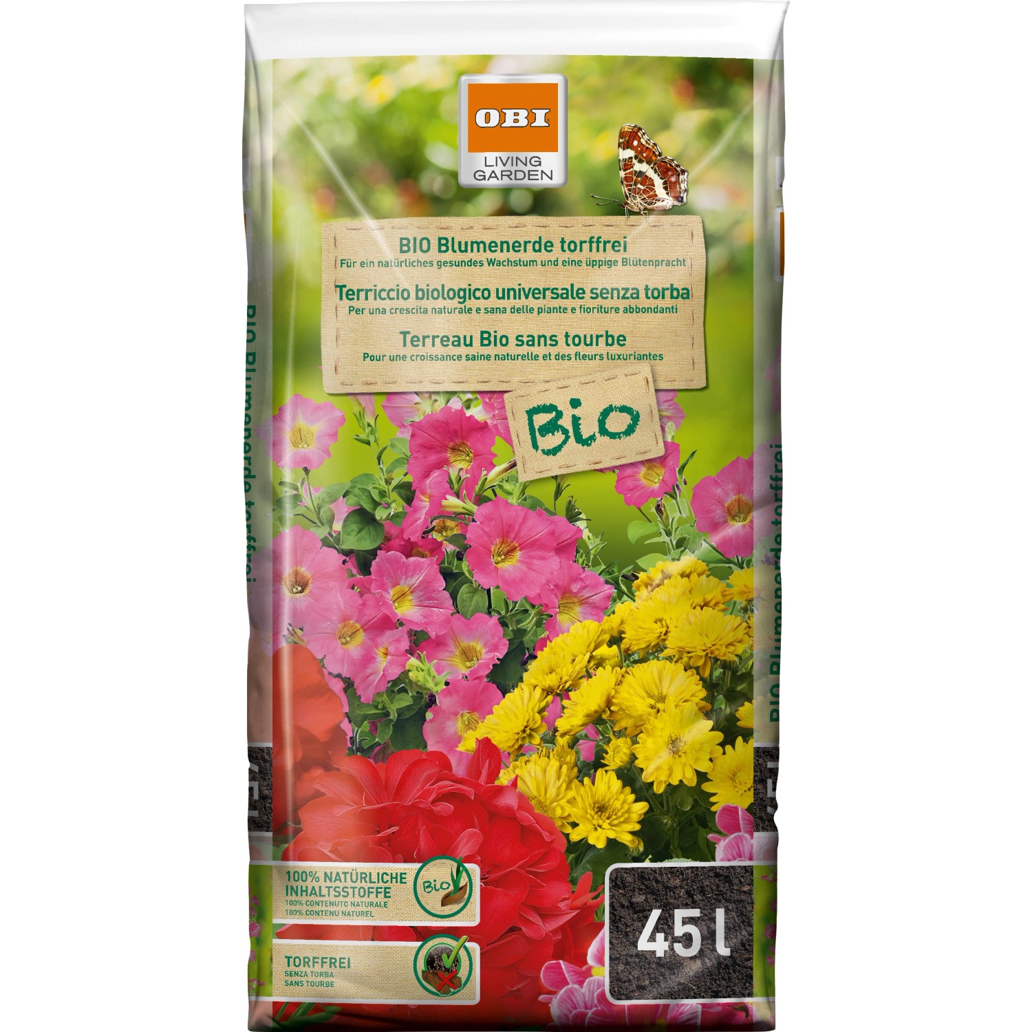 OBI Bio Blumenerde torffrei 2.295 l (51 x 45 l) 1 Palette kaufen bei OBI