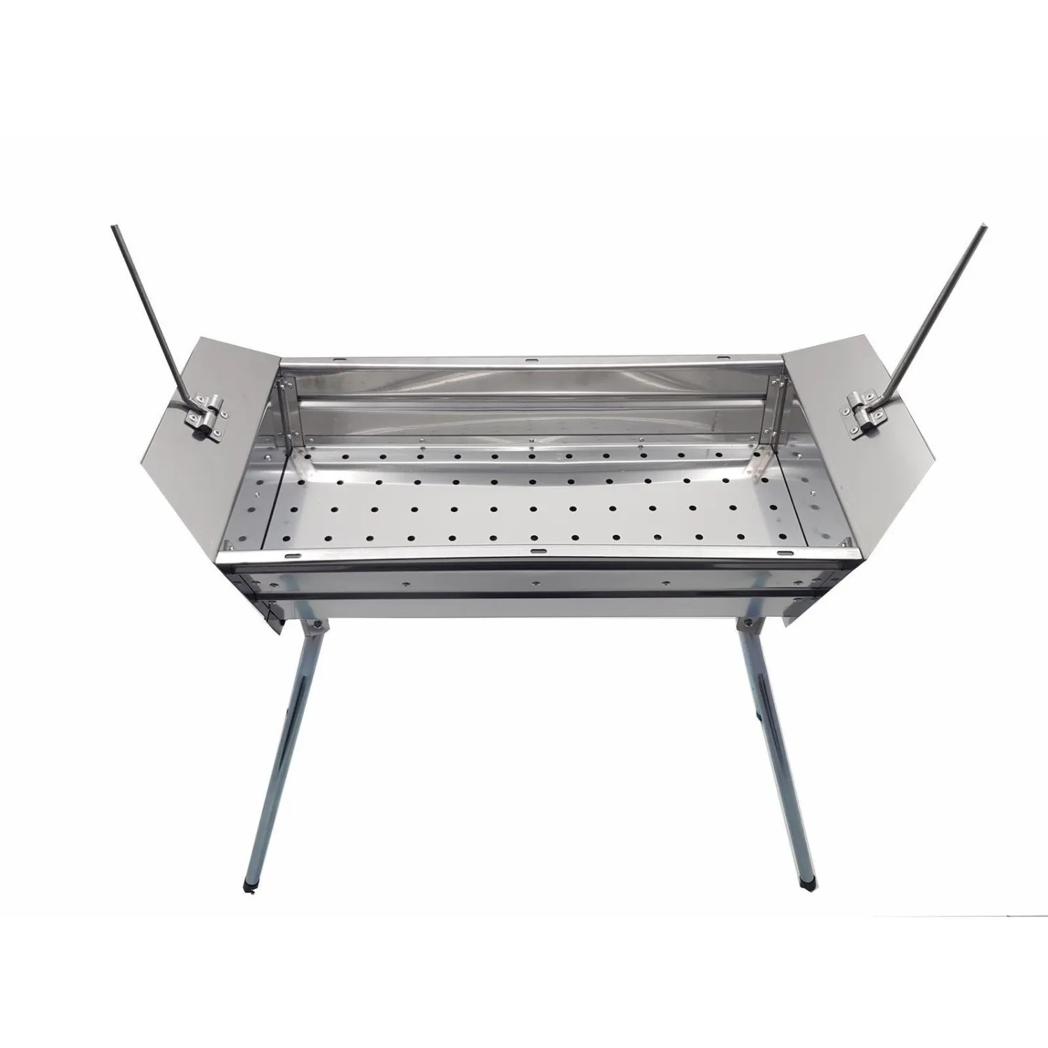 Grillpeter Mangal Ararat Schaschlikgrill aus Edelstahl mit verstellbarer Grillhöhe.
