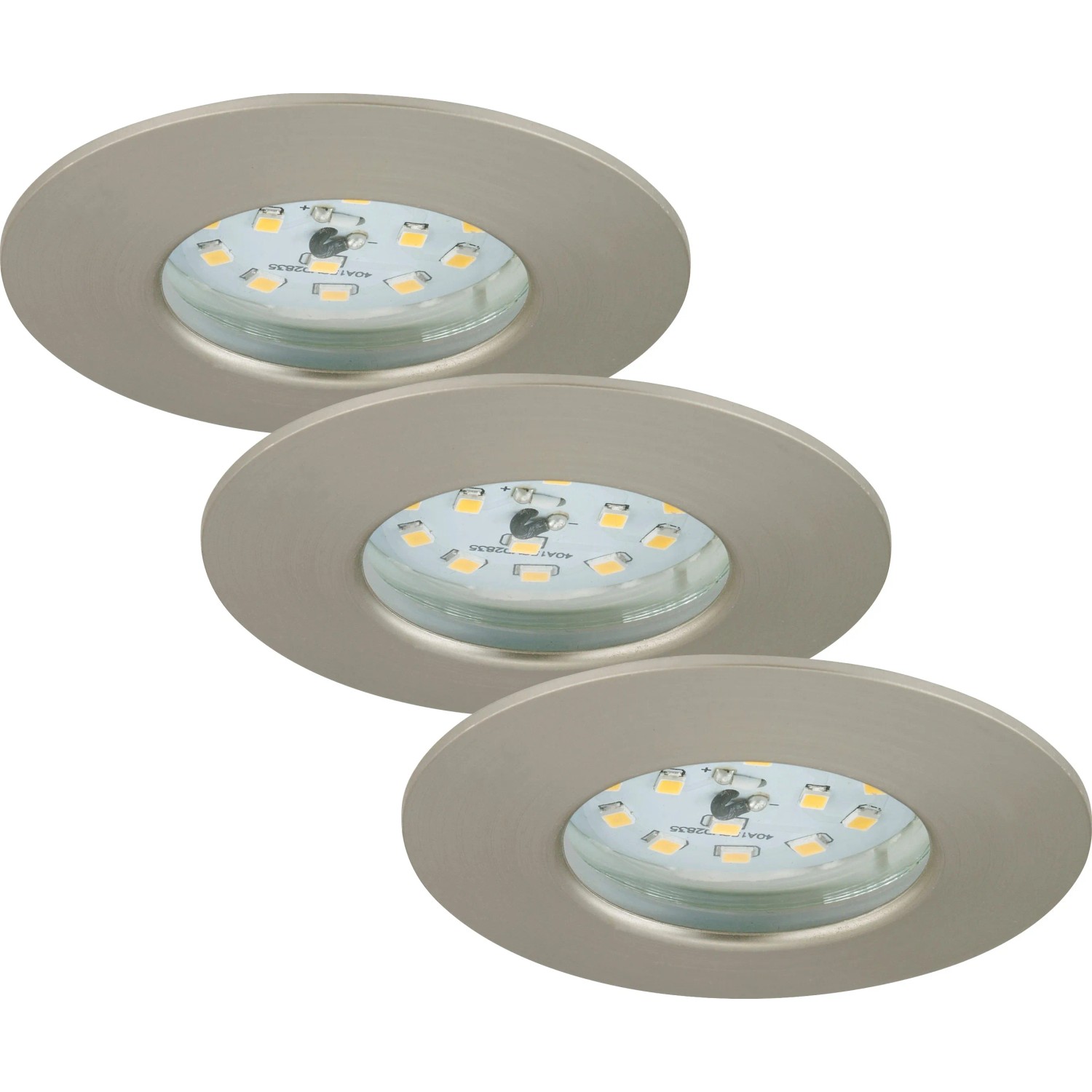 Briloner LED-Einbauleuchten Attach 3er-Set, Nickel matt, für Innenräume.