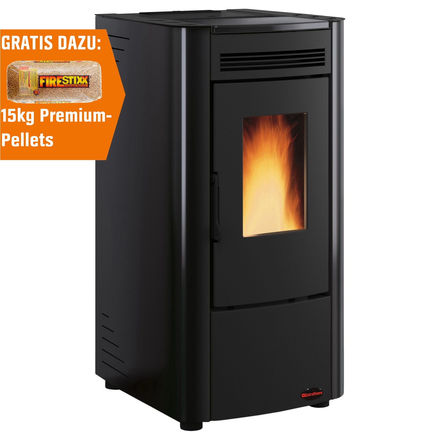 Extraflame Pelletofen Ketty Stahl Schwarz 2,4 kW - 6,3 kW EEK: A+