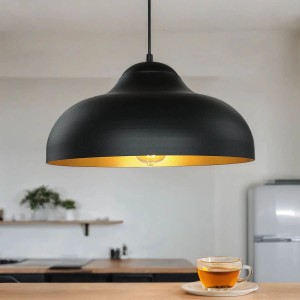 Licht-Erlebnisse Pendelleuchte Schwarz Gold Ø 40 cm Rund E27 Höhenverstellbar