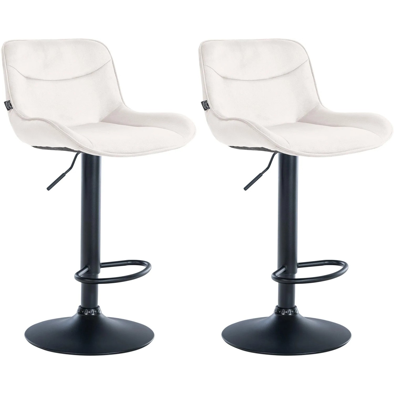 DELUKE Barhocker 2er Set TAMPA Creme Samt Schwarz Barstuhl Mit Lehne Tresenhocker Tresenstuhl