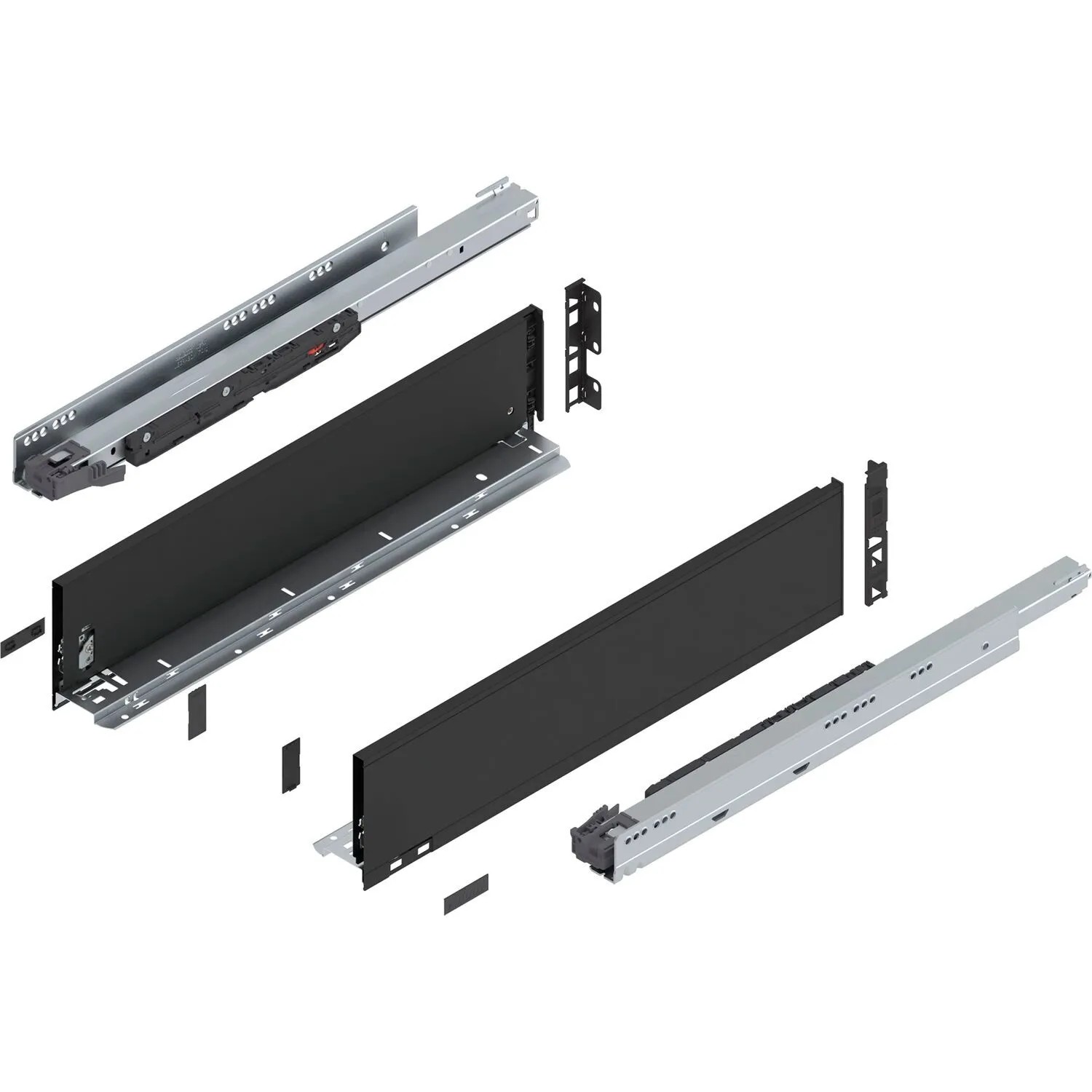 Blum Legrabox Pure Set Höhe K Tip-On Vollauszug 550 mm 70 kg Carbonschwarz 1 Paar