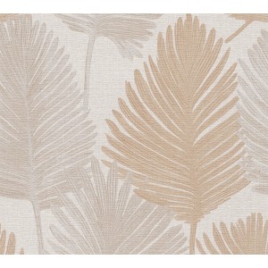 A.S. Creation Vliestapete mit floralem Blätter-Muster in Creme, strukturierte Oberfläche.