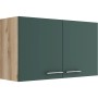 OPTIFIT Savona405 Küchen-Hängeschrank, 100 cm, Steingrün/Wildeiche, mit zwei Türen und Edelstahlgriffen.