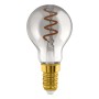 Eglo E14 LED Leuchtmittel in Globeform, 4W, mit klarem Glas und goldener Fassung.