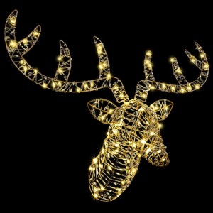 vidaXL Rentier Zieh Schlitten Warmweiß 60 cm Rattan 42019067