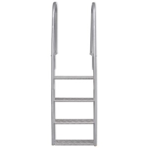 vidaXL Steg-/Poolleiter, 4 Stufen, Aluminium, 167 cm hoch, für sicheren Ein- und Ausstieg.
