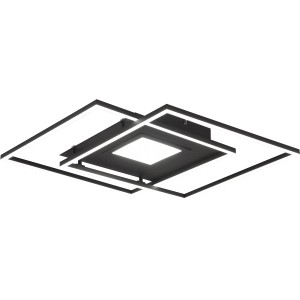 Moderne, schwarze Trio LED Deckenleuchte Via mit quadratischem Design. Inklusive Fernbedienung zur Lichtsteuerung.