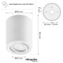 Oktaplex 3er Set Alu Aufbaustrahler Lile M, schwenkbar, LED warmweiß 3000K, weiß, mit Maßangaben.