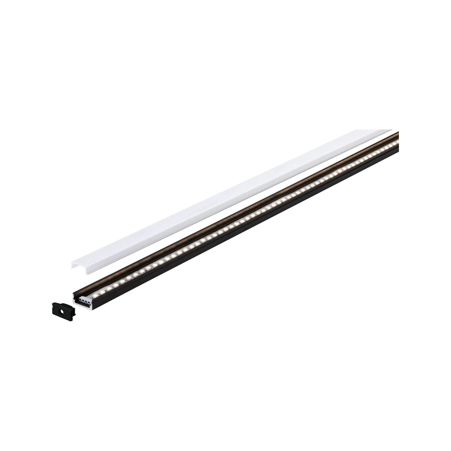 Paulmann Base Profil, 2 m, eloxiert, mit weißem Diffusor. Aufbauprofil für LED-Streifen.