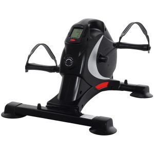 SPORTNOW Pedaltrainer, Stahl/ABS, schwarz. Mini Heimtrainer für Arm- und Beintraining mit LCD-Display.