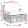 Beige Garten-Sofagarnitur, vidaXL, mit Kissen, aus Poly Rattan, Seitenansicht mit Maßen.