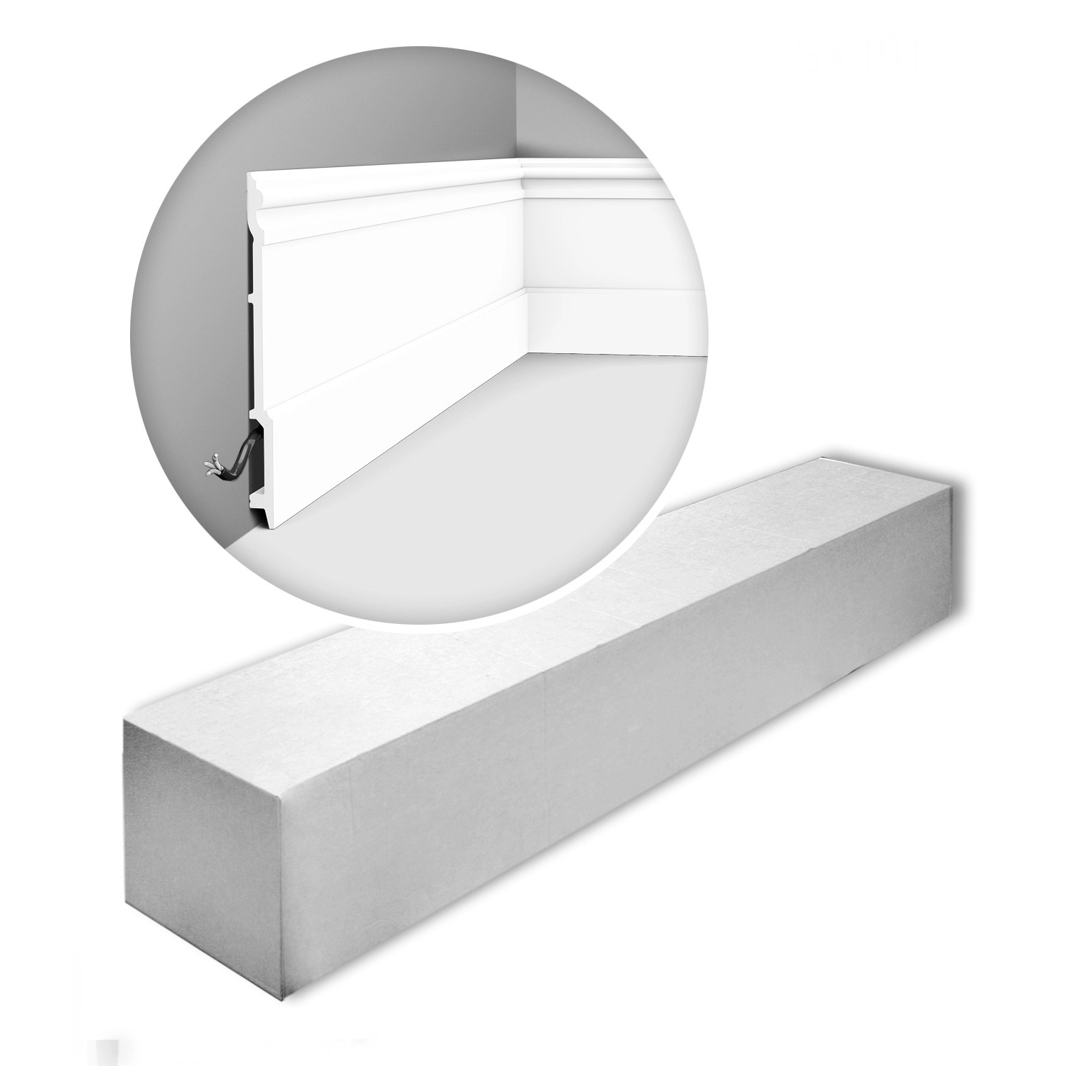 ORAC DECOR SX191-Box LUXXUS Sockelleiste 1 Karton Set mit 9 Zierleisten 18 m Weiß